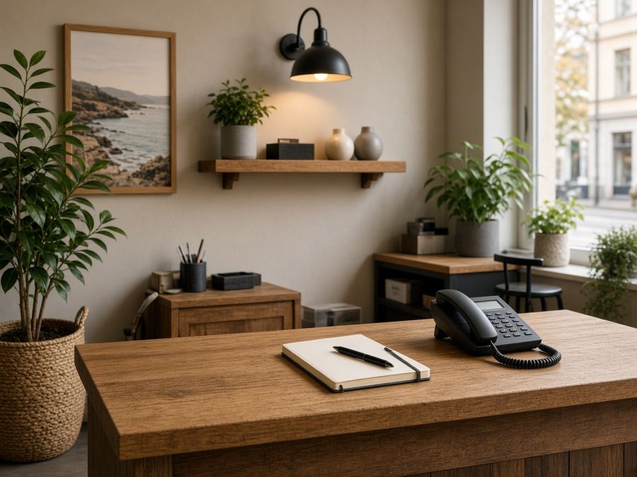 Contact desk at Subodshing Studio in Gothenburg